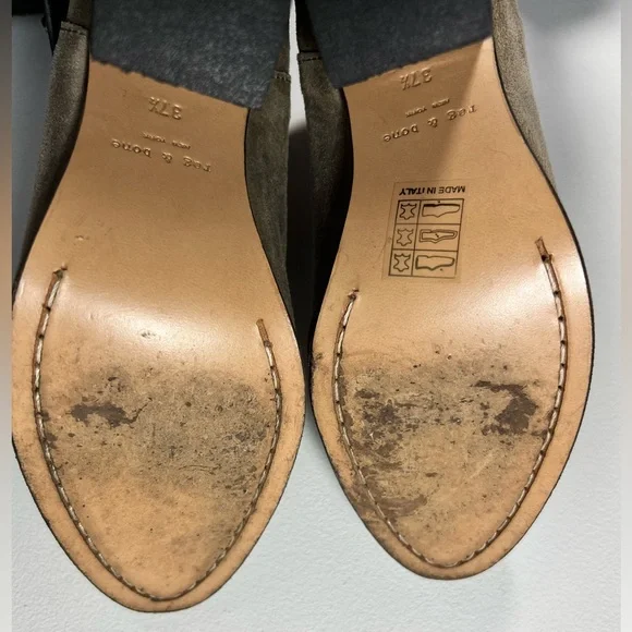 Rag & Bone Harrow Ankle Booties with Strap Suede Wax Coated Leather Size 7.5 - Picture 9 of 11